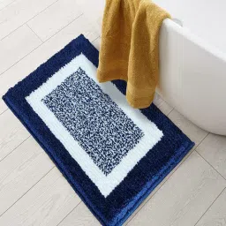 Blue Abstract Microfibre 32x20 Inches Super Soft Bath Mat by ROSEATE-picture-30