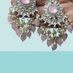 OPUS GEMS Artificial Stones Studded And Beaded Contemporary Chandelier Drop Earrings-image-89