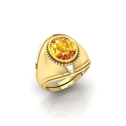 todani jems 4.25 Ratti Pukhraj Stone Original Certified Yellow Sapphire Gemstone Gold Plated | Adjustable Ring-picture-45