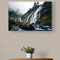 Tushaco Handicrafts Brown & Black Waterfall Canvas Wall Art-image-35