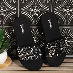 Denill Women Soft Bottom flats with Shiny  strap  Open Toe Flats-54