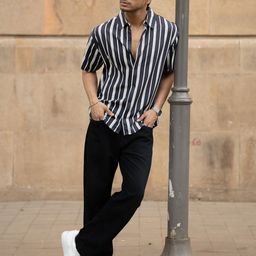 Powerlook Men Printed Stripe Lightweight Shirt-image-99