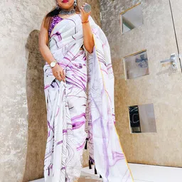 DIVASTRI Abstract Printed Chanderi Saree-7