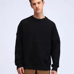 Flying Machine Men Cotton Solid Round Neck Long Sleeves Pullover Sweatshirt-image-1