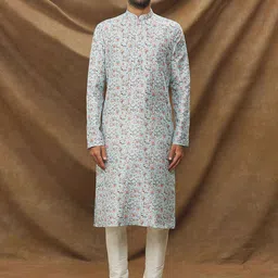 Samyukta Singhania Men Floral Printed Regular Kurta with Trousers-image-27