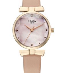 Titan Women Brass Embellished Dial & Leather Bracelet Style Straps Analogue Watch 95308WL01-image-70