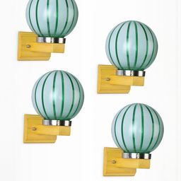 1ST TIME Pack Of 4 Green & White Printed Glass Cylinder Shaped Wall Lamp-picture-13