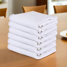Kuber Industries White 6 Pieces Cotton Table Napkins-45