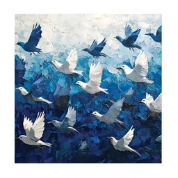 RANDOM Blue & White Canvas Birds and Animals Canvas Wall Art-image-44