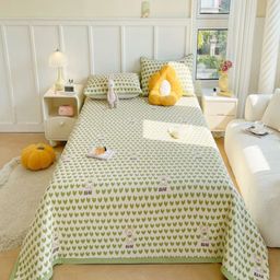 JC HOME Green & White Printed Double Queen Bed Covers-image-31