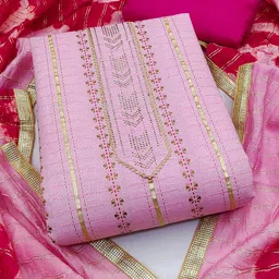 HERE&NOW Ethnic Motifs Embellished Gotta Patti Unstitched Dress Material-picture-12