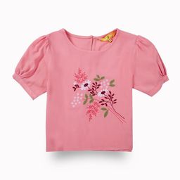 Gini and Jony Girls Floral Embroidered Cotton Crop Tshirts-picture-51