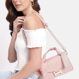 DressBerry Brand Logo Embossed Textured Satchel-15