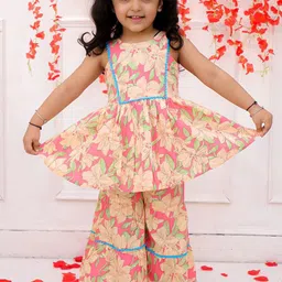 KID1 Girls Floral Printed Regular Pure Cotton Kurti with Sharara-image-47