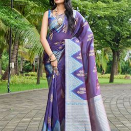 GARIYA Ethnic Motifs Zari Pure Silk Kanjeevaram Saree-picture-53