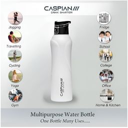 Caspian White & Black Single Stainless Steel Printed Single Wall Vacuum Water Bottle-image-17