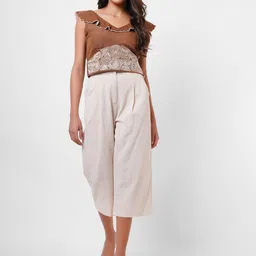 Western Era Women Striped Relaxed Straight Leg Straight Fit High-Rise Trousers-image-76