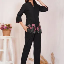 AUTUMN LANE Women Cotton Embroidered Tunic & Trousers Co-Ord Set-picture-1