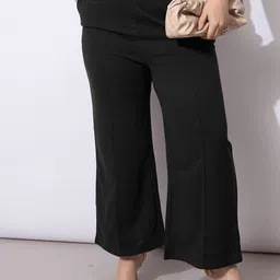 SASSAFRAS Curve Women Plus Size Mid-Rise Straight Fit Trousers-image-37