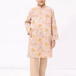 SPUNKIES Boys Floral Printed Cotton Kurta with Pyjama-37