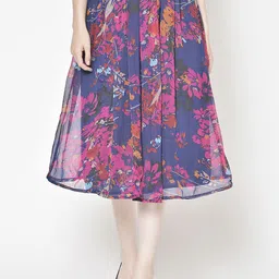 MINOS Printed Flared Midi Skirt-image-98
