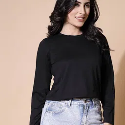 The Roadster Lifestyle Co. Women Solid Round Neck Cotton Top-39