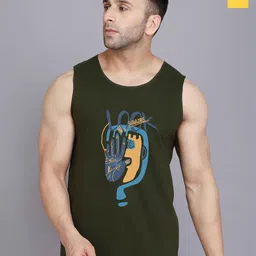 SLOWLORIS Pack Of 2 Printed Scoop Neck Cotton Gym Vests-picture-4