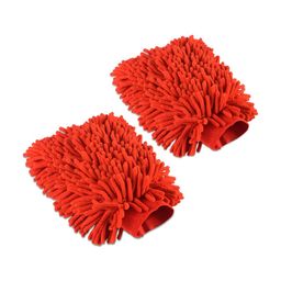 Aura 2-Pcs Red 100 GSM Double Sided Car Washing Gloves-30