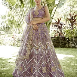 Warthy Ent Embroidered Semi-Stitched Lehenga & Unstitched Blouse With Dupatta-picture-12