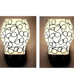 Somil Premium Designer Glass Wall / Night Lamp Elegant & Stylish Dcor Accent for Modern Interiors, color- Black, White, Size:- 21.5 X 28 X 31.5 CM-95