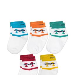NESKA MODA Kids-Unisex Set Of 5 Ankle Length Cotton Socks-15