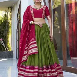 LOOKNBOOK ART Silk Ready To Wear Lehenga With Unstitched Blouse & Dupatta-picture-47