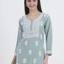 The Chikan Label Ethnic Motifs Embroidered Chikankari Chikankari Kurti-image-99