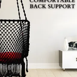 Swingzy Black & Red Rectangle-Shape Single Seater Hanging Hammock Swing With Cushion image 4