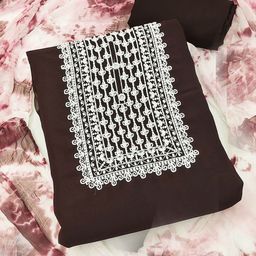 HERE&NOW Floral Embroidered Thread Work Silk Georgette Unstitched Dress Material-image-78