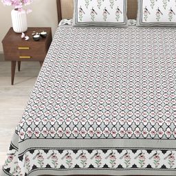 Myntra Elegant Homes Grey & Maroon Floral 180 TC King Bedsheet with 2 Pillow Covers-picture-26