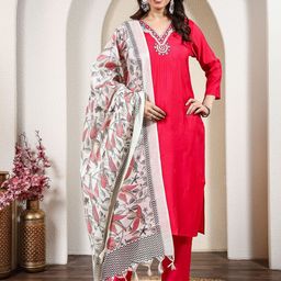 Anouk Rustic Women Ethnic Motifs Embroidered Thread Work Kurta with Trousers & Dupatta-picture-33