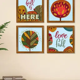 ArtVibes Blue & Green 4 Pieces Printed Wooden Paintings Wall Art-image-54