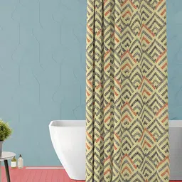 ArtzFolio Beige & Black Printed Waterproof Shower Curtain-image-83