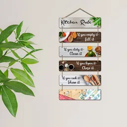 ArtVibes Coffee Brown & White Printed Wooden Wall Hangings-image-82