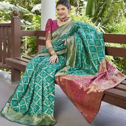 KALINI Woven Design Zari Silk Blend Banarasi Saree image 5