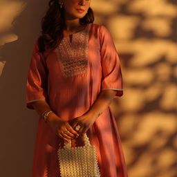 Libas Women Woven Design Embroidered A-Line Kurta with Trousers-picture-27