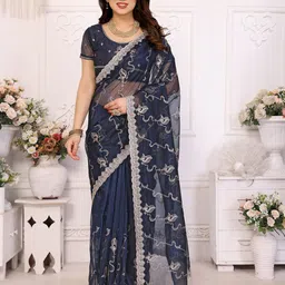 Moda Rapido Floral Embroidered Pure Chiffon Saree-image-36