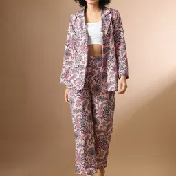 Sangria Printed Blazer & Trouser Co-Ord Set-picture-27