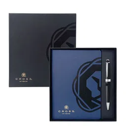 Cross Men Set Of 2 Bailey Light Black Ball Point Pen With Executive Note Book Gift Set-16