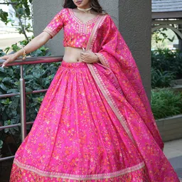 FABPIXEL Embroidered Semi-Stitched Lehenga & Unstitched Blouse With Dupatta-picture-18