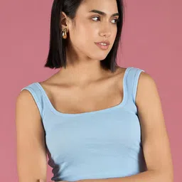 bearbrother Square Neck Sleeveless Regular Fit Crop Tank Top-image-73