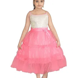 Nickys Disegno Girls Embellished Shoulder Straps Net Fit & Flare Dress-47
