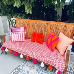 THROWPILLOW Red & Pink Printed Polyester 1 Piece Sofa Cover-14