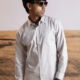 Sero Men Smart Fit Spread Collar Geometric Printed Cotton Casual Shirt-image-28